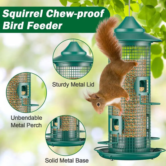 Mesh Tube Bird Feeder for Outdoors Hanging | Squirrel Chew Proof | Bird Feeders for Outside, Rustproof, 2LB Large Capacity
