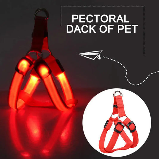 Adjustable LED Harness USB Rechargeable | Light Up Dog Harness | Glow-in-The-Dark Safety Vest | For Small Medium Dogs Pets Arnes
