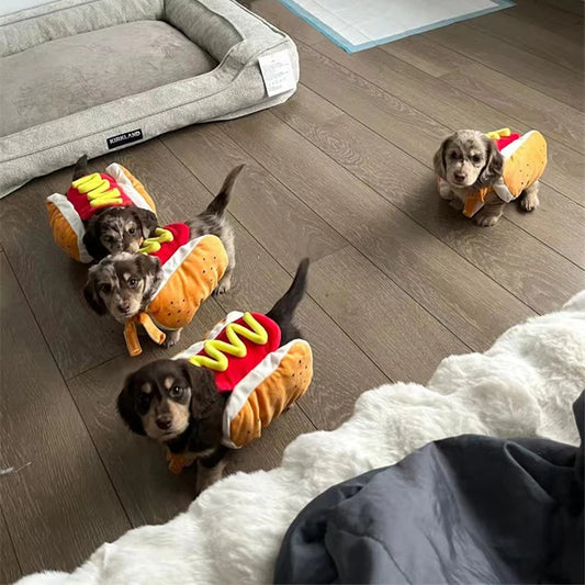 Funny Halloween Dog Costumes | Hot Dog Shaped Dachshund Sausage Adjustable Clothes | Pet Apparel Dressing Up Cat Party Costume Suit