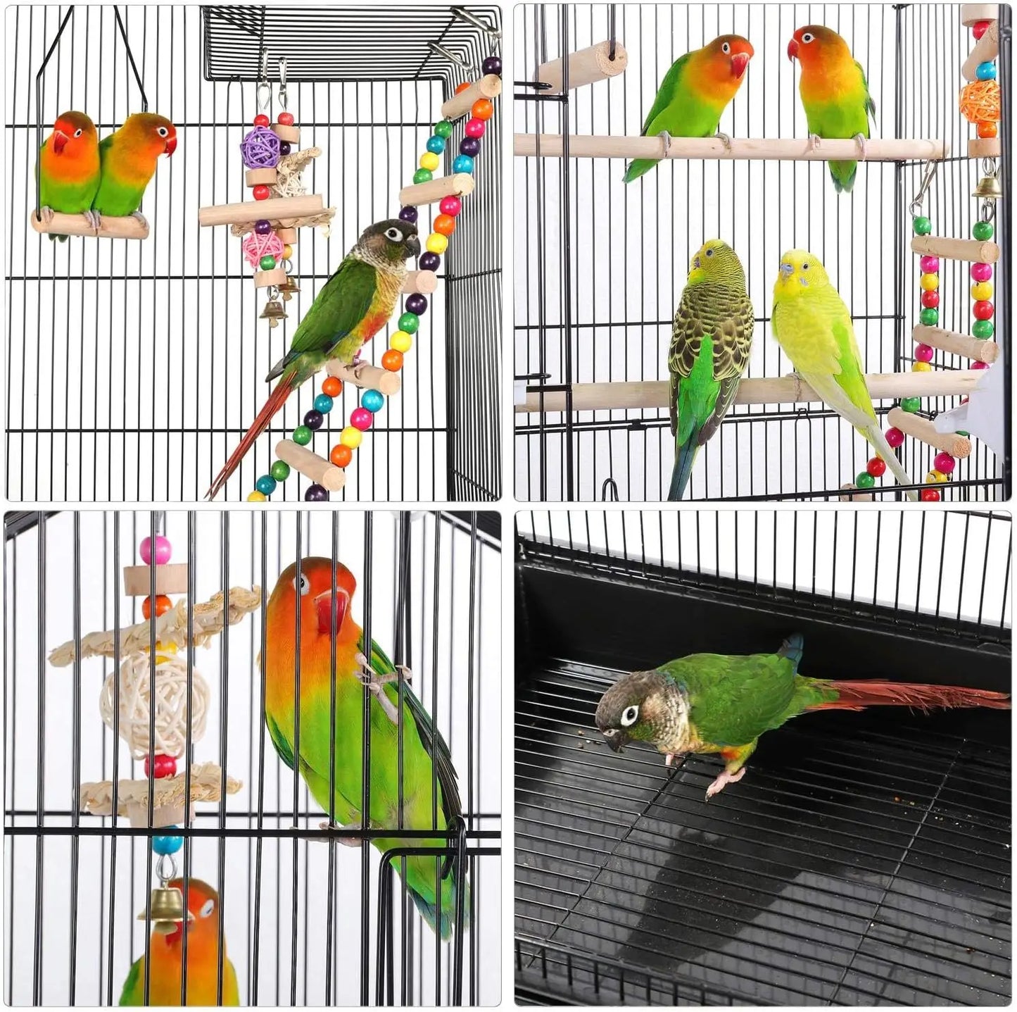 Medium Parrot Cage with Rolling Stand, Safe Design for Small Birds, Easy Assembly and Cleaning