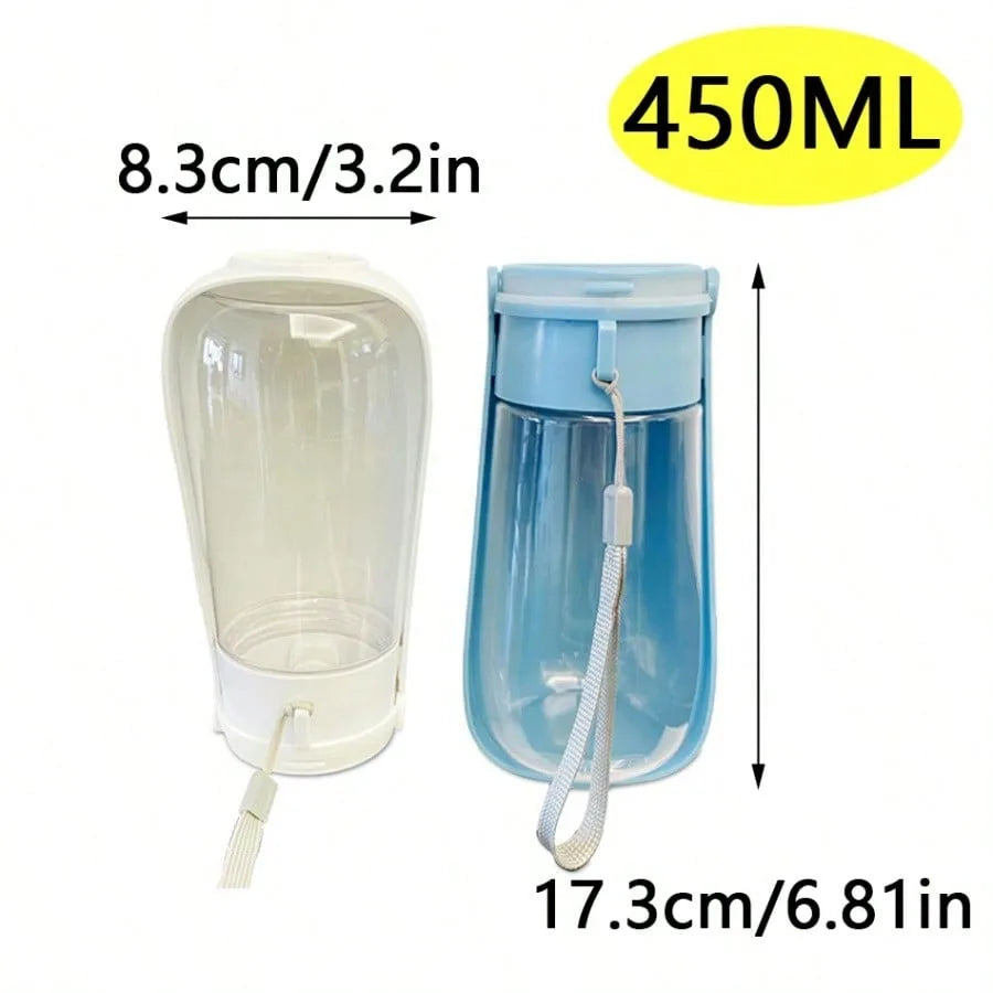 1PC 450ML Foldable Dog Water Dispenser With Feeder Bowl, Portable Leak-Proof. Durable Compact Travel Water Bottle