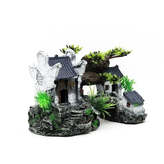 Simulation Decoration Fish Tank Ornament | Resin Aquarium Decor Landscape House Model