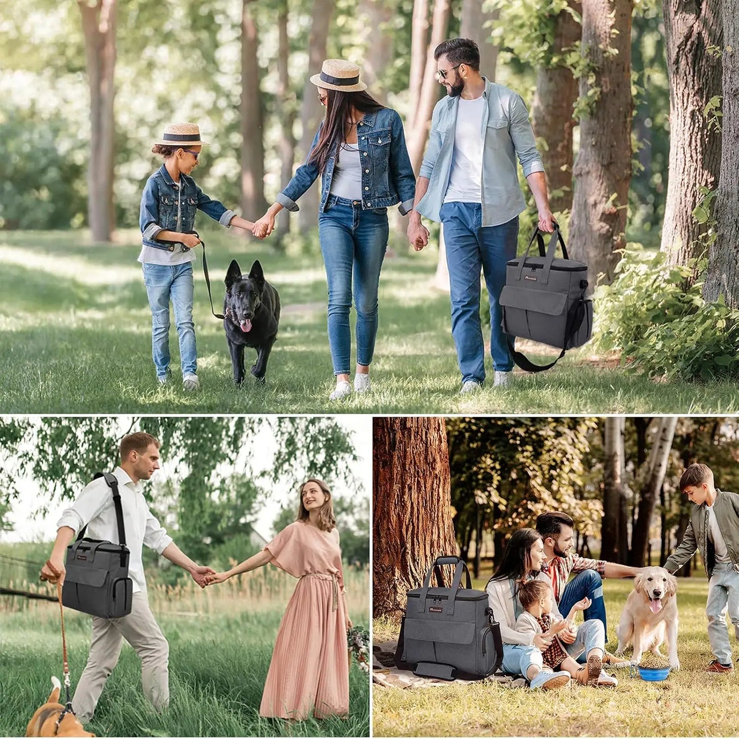 Airline Approved Pet Travel Bag, Dog & Cat Weekend Set with Organizer, Pockets, Food Containers & Collapsible Bowls (Dark Gray)
