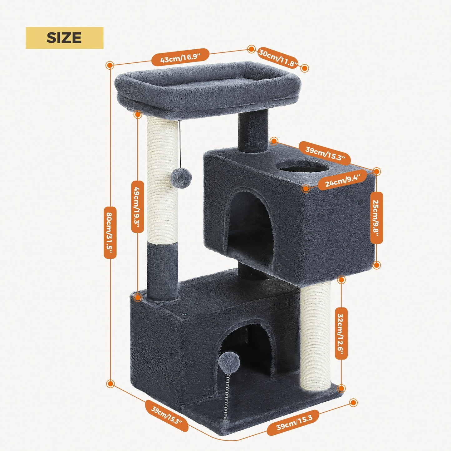 Large Cat Tree for Indoor Cats Multi-Level Tower with Spacious Condos Sisal Scratching Pad House Accessories Cat Toys