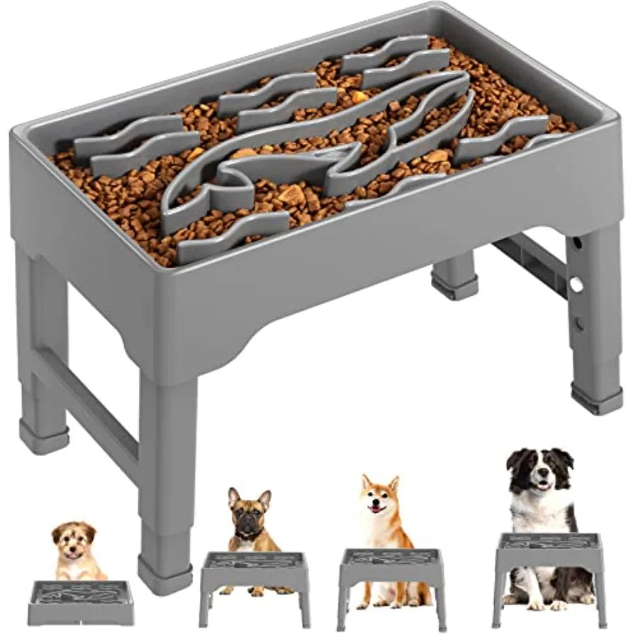 【Spot goods】Elevated Slow Feeder Dog Bowls 9 Cups for Large Breed with 4 Adjustable Heights