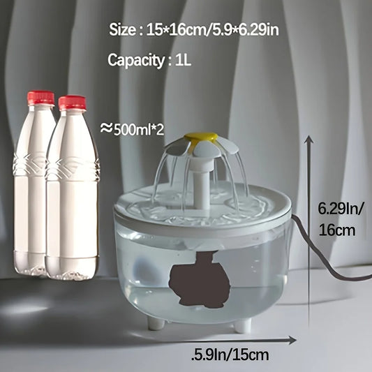 USB Electric Mute 1L Pet Water Fountain Automatic Water Dispenser For Cats