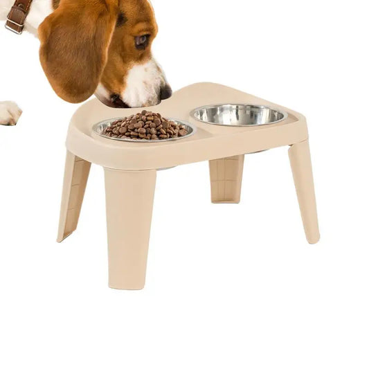 Elevated Dog Feeder foldable Raised Stand with Double Stainless Steel Food Water Bowls for Small Medium Large Dogs