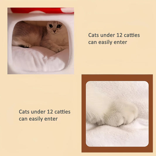 Mushroom Cat Bed Suitable for Indoor Cats, with Removable and Washable Cushion Pillow, Suitable for Cats and Small Dogs