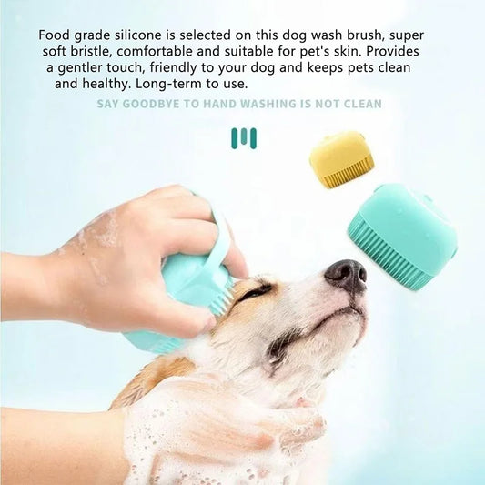 Pet Bath Massage Brush with Shampoo Dispenser - 2-in-1 Grooming Tool for Dogs & Cats