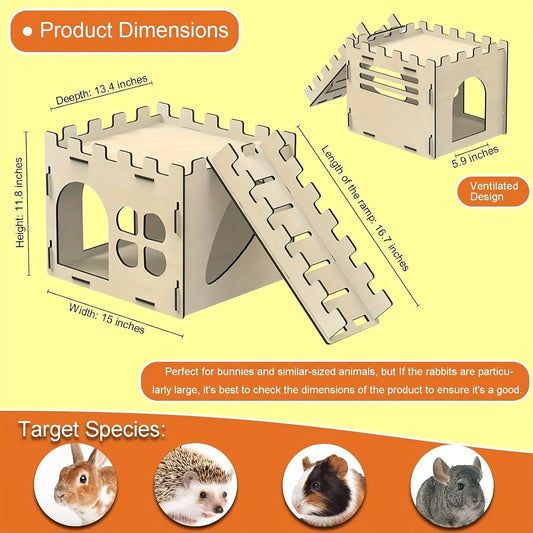 Rabbit Castle Hiding Place, Guinea Pig, Totoro, Hedgehog, Detachable Habitat, Toy Decoration, Evading House, Wood