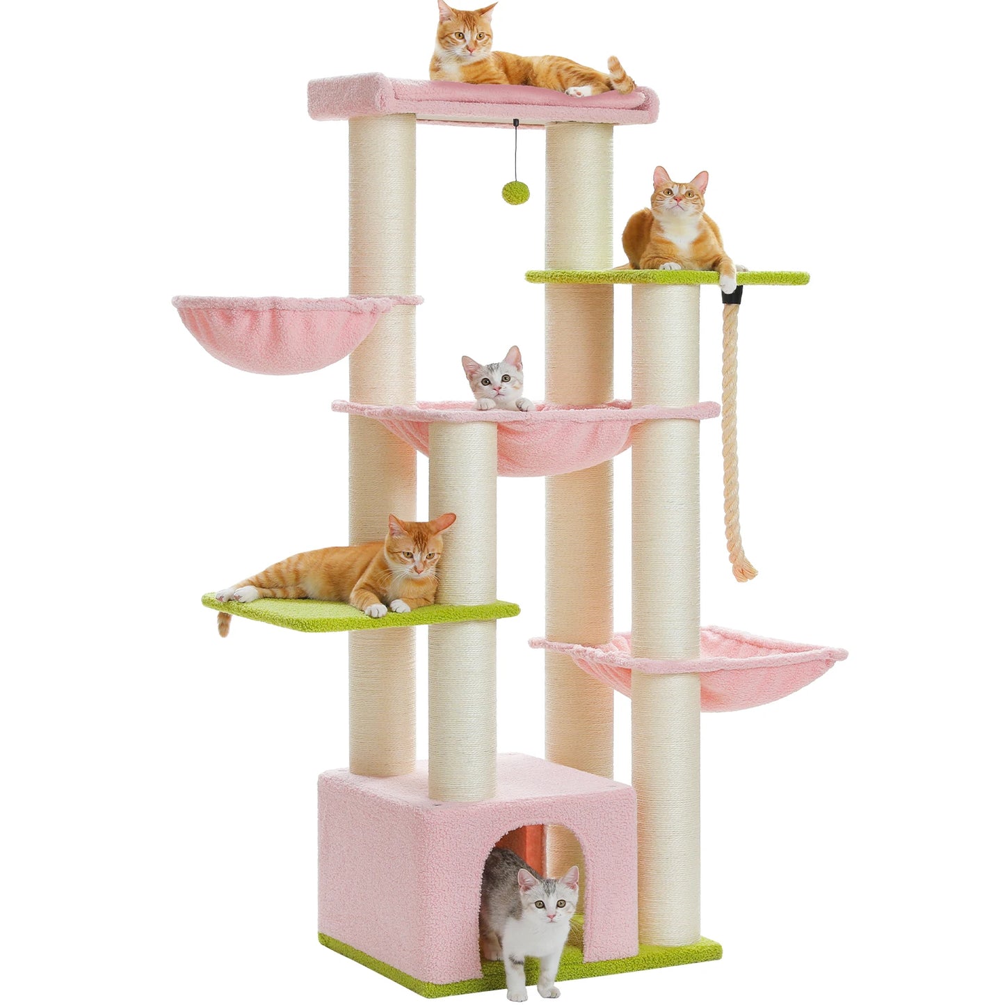 Large Tree Robust Cat Tower with Several Levels| Cat House Climbing Tree with Hammock 11 Sisal Posts Perch