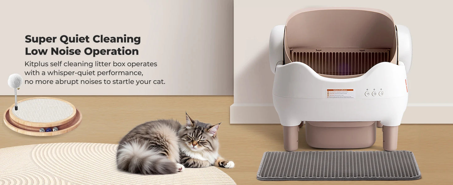 Self Cleaning Litter Box, Automatic Cat Litter Box with APP Control, Odor-Free Large Waste Bin, Open-Top for Multi Cats