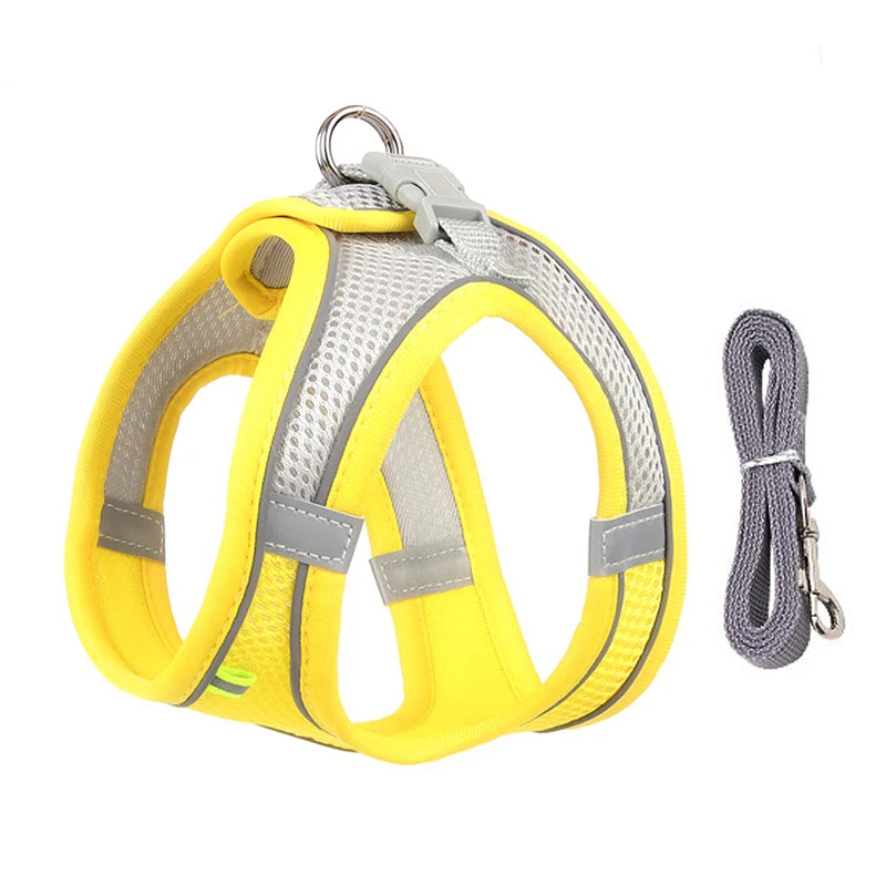 Dog Harness Leash Set for Small Dogs | Adjustable Puppy/Cat Harness Vest French Outdoor Walking Lead Leash