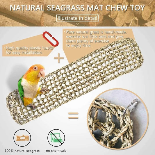 30"x7" Seagrass Mat for Birds: Parrot Hammock, Climbing Ladder, Chew Toy for Cage.