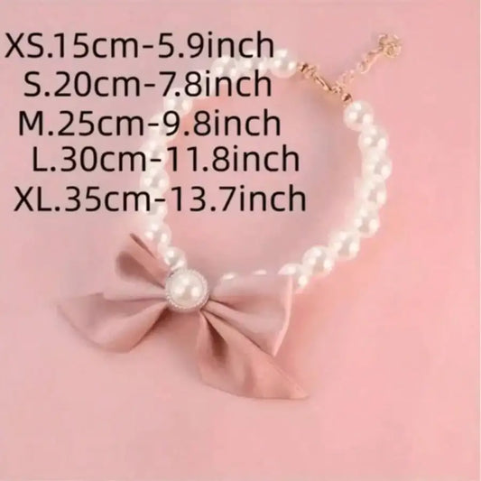 1pc Pet Cat Pearl Necklace, Cute Pearl Bow Tie Collar,Suitable For Small/Medium Dogs And Cats, Pet Christmas Decorative Necklace