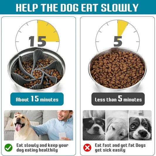 Pet Feeder Plugin Powerful Suction Cup, Slow Food Anti Choking Bowl, Convenient Easy Clean Extended Dogs Eating Time