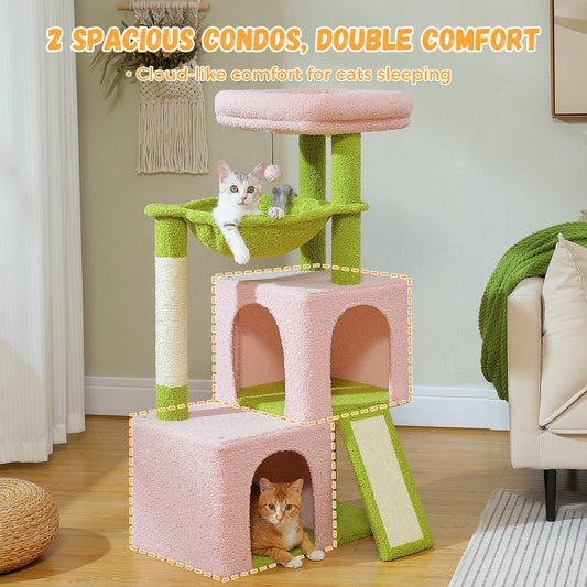 Large Cat Tree for Indoor Cats Multi-Level Tower with Spacious Condos Sisal Scratching Pad House Accessories Cat Toys