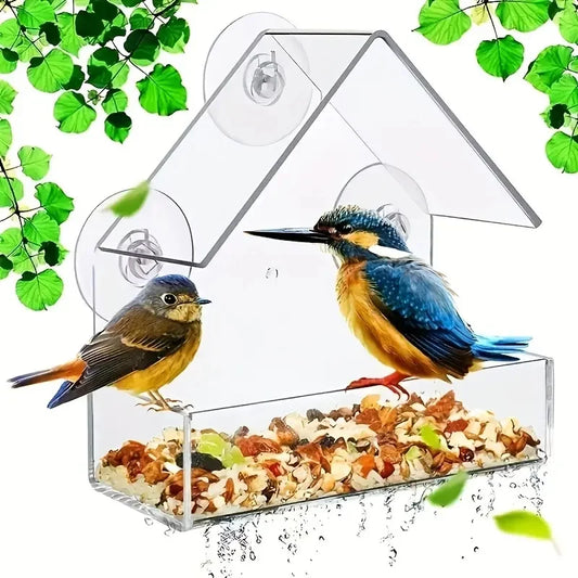 Transparent Bird Feeder Birds House for Outdoor Windo with Strong Suction Cups for Wild Birds