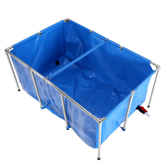 Above Ground Fish Pond with Frame & Drain Valve | Clear Viewing Panel for Ornamental Fish & Outdoor Use