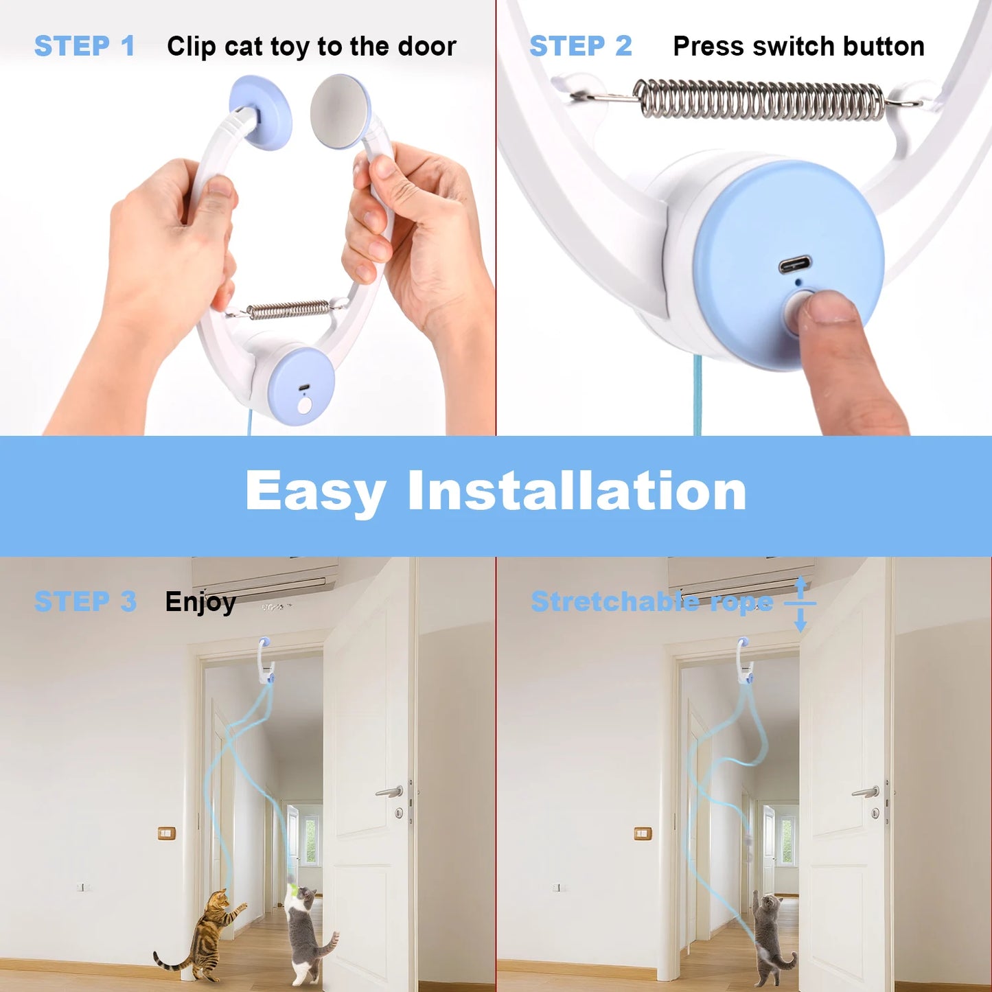 Electric Door Hanging Cat Toy | Retractable Interactive USB Rechargeable Toys