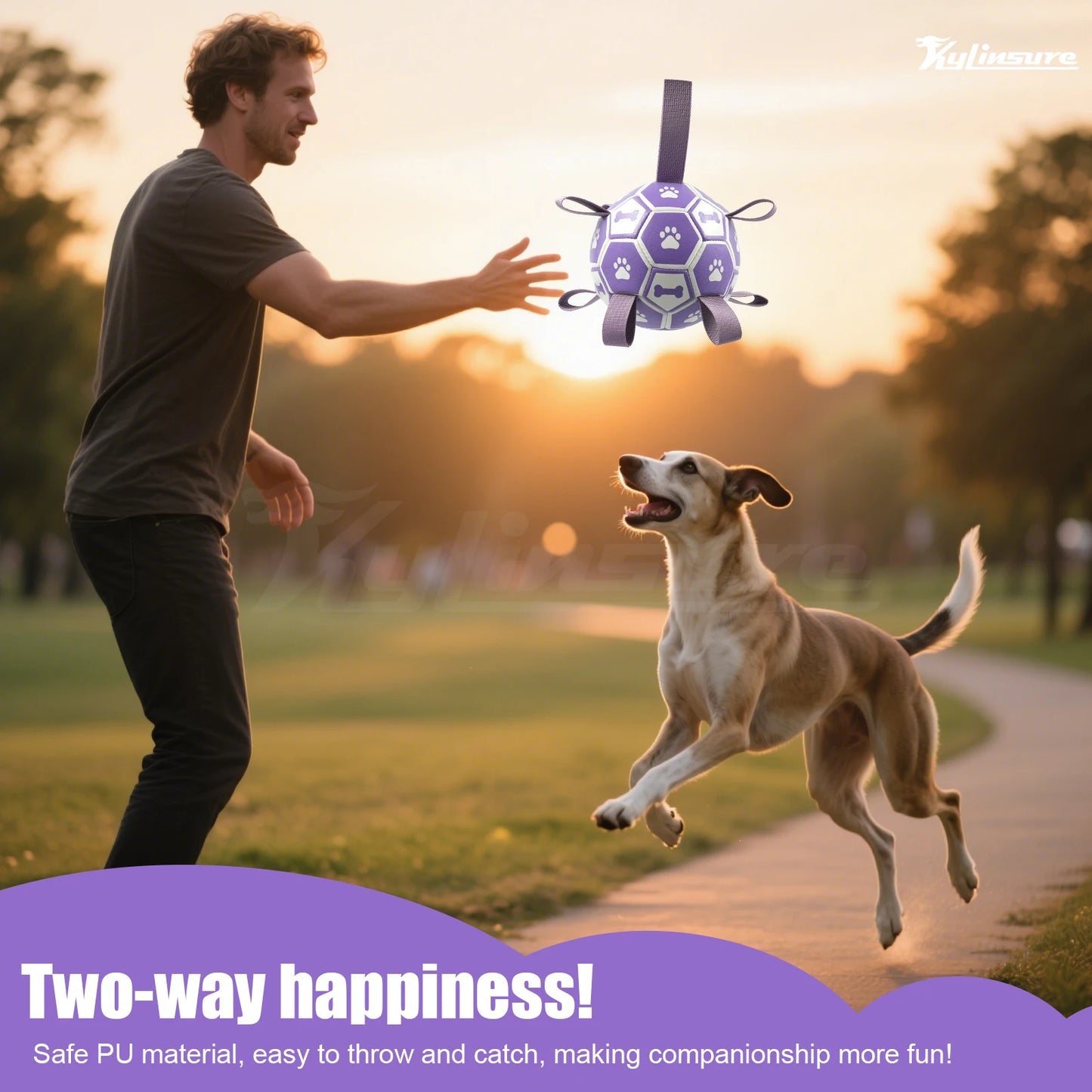 Dog Toys Soccer Ball with Straps, Interactive Toys for Tug of War, Puppy Birthday Gifts, Water Toy, Durable Ball
