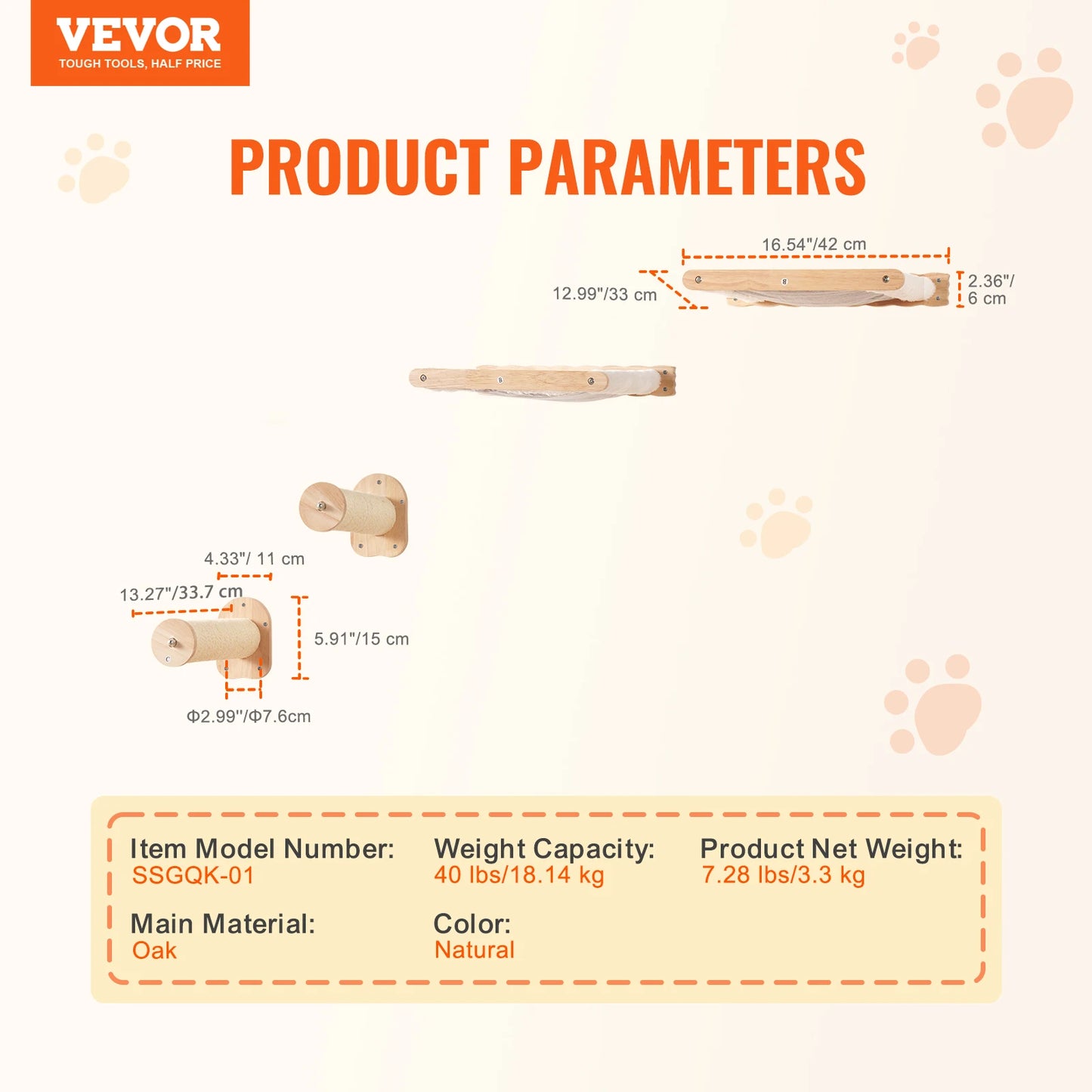 SucceBuy Wall Mounted Cat Wall Shelves and Perches with Jumping Boards Hammocks & Tree Cat Furniture and Shelves