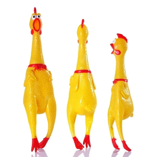 1PCS Screaming Chicken Squeezing Sound Toy | Dog Chew, Durable And Fun Yellow Rubber Chicken
