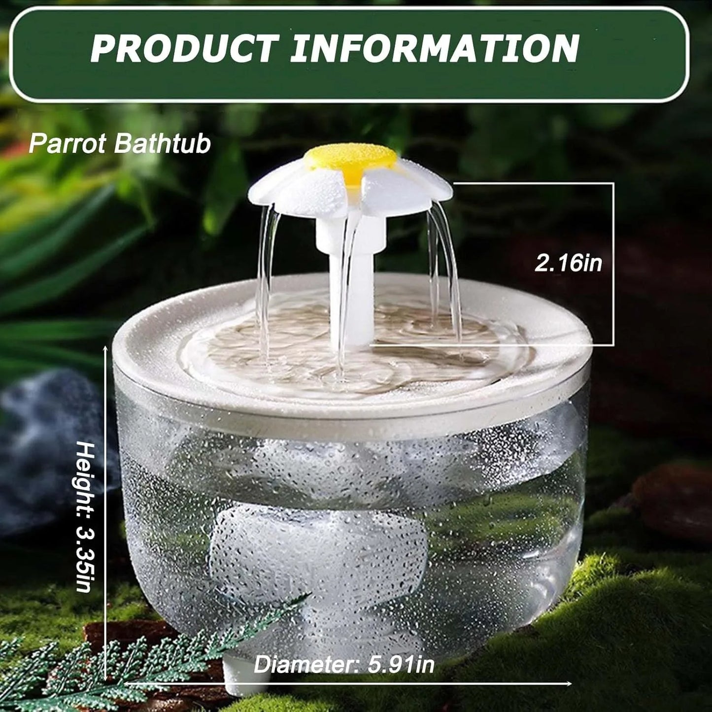 Indoor Bird Bath Fountain | Automatic Shower Tub with Filter Pump | Easy Clean for Small, Medium Parrot/ Birds