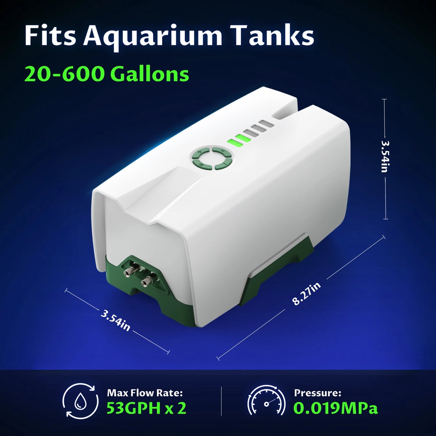 Rechargeable Low Noise  Aquarium Air Pump | Fault Induction Aerator, Fish Tank Bait, 2 Outlet Bubblers for Outdoor Fish Tank