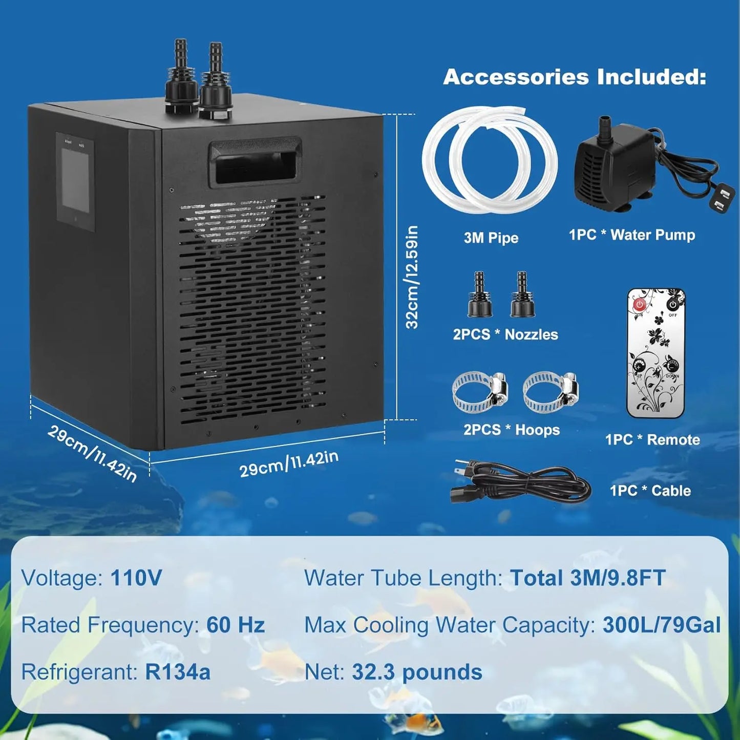 Water Chiller for Aquarium | Energy Efficient for Axolotl, Coral, Jellyfish, Freshwater