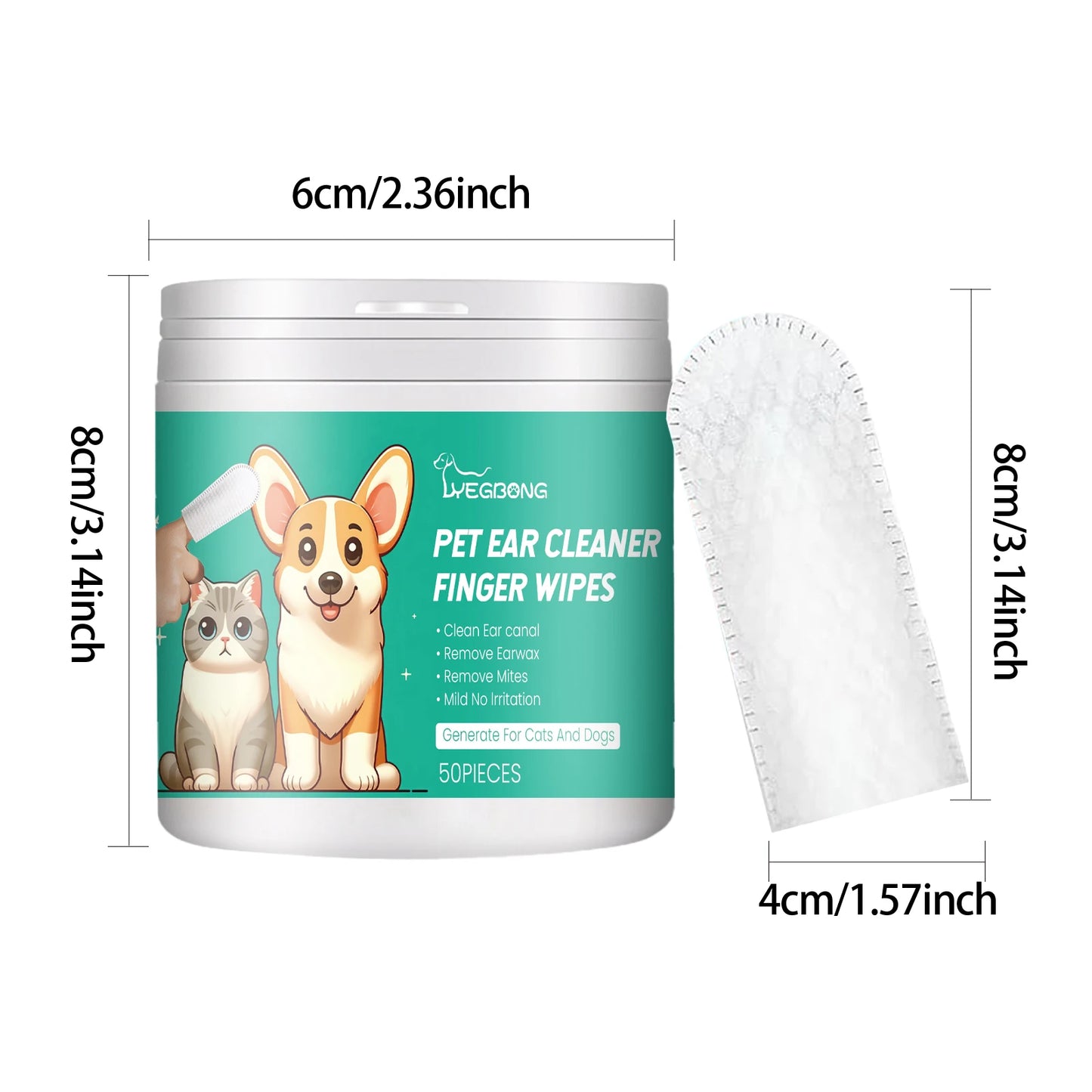 50PCS Pet Multipurpose Cleaner | Finger Wipes Gentle Remove Ear Mite, Cleaning Paw Stains | Remove Eyes Dirt Deodorizing Pet Cleaner For Cat And Dogs