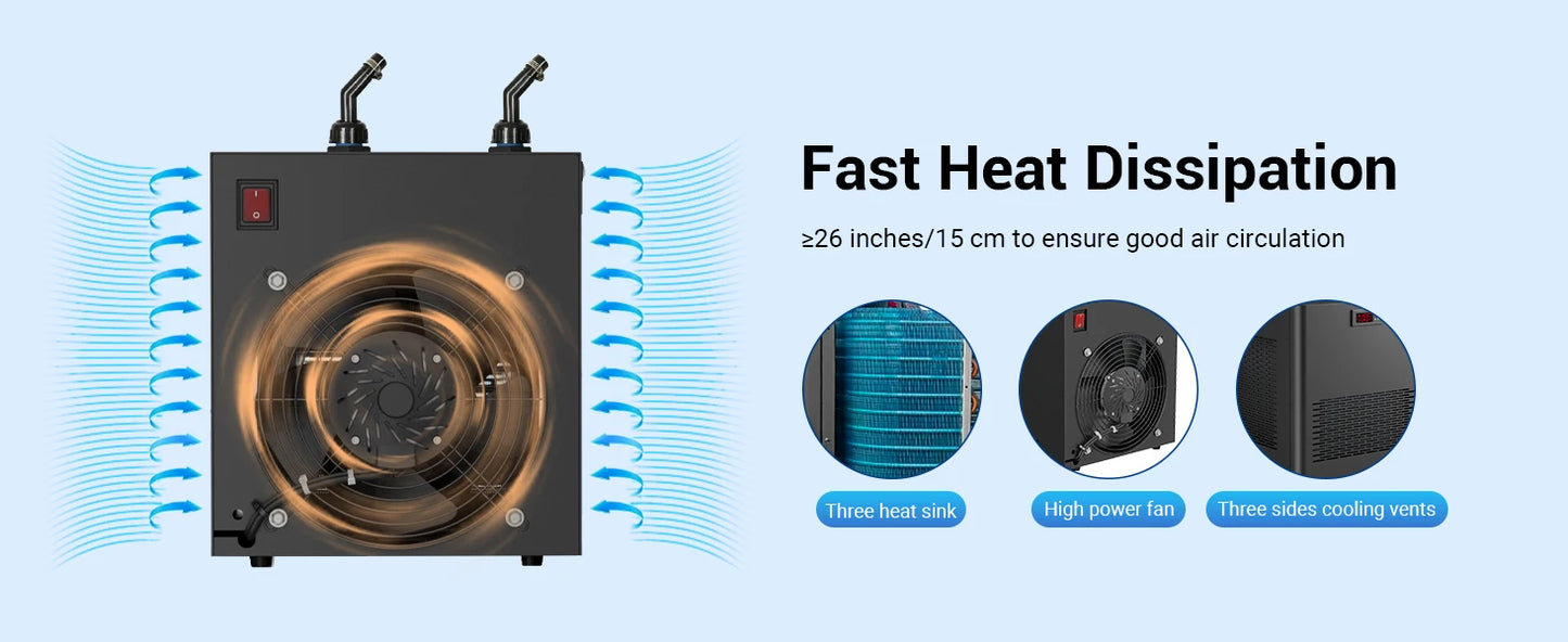 Aquarium Chiller 132gal 500L, 1/2 HP Active Aqua Chiller for Axolotl,Hydroponic System,Sea/Fresh Water,Fish Tank,Water Chiller