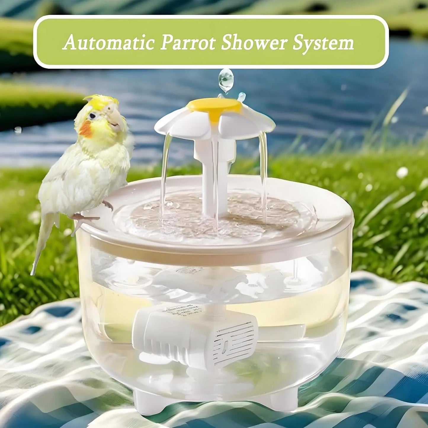 Indoor Bird Bath Fountain | Automatic Shower Tub with Filter Pump | Easy Clean for Small, Medium Parrot/ Birds