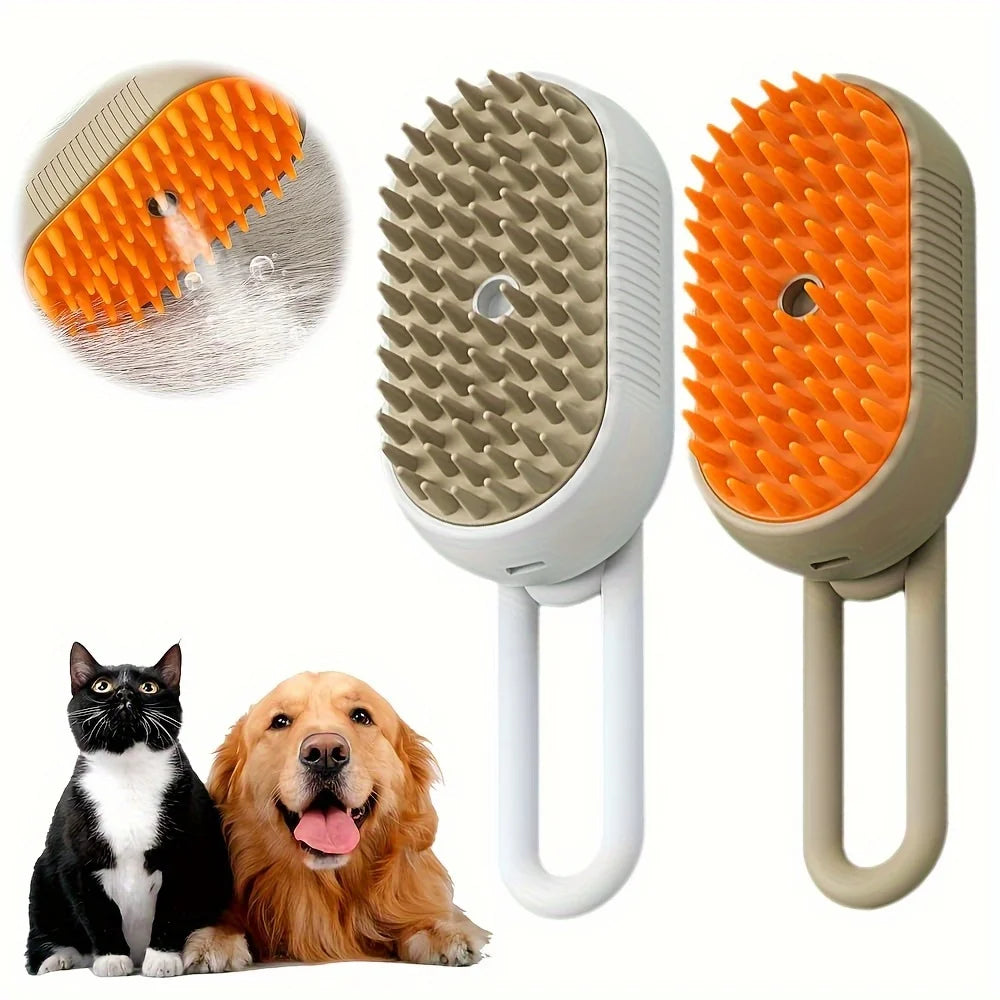 2025 Steam brush for cats and dogs grooming brush, gentle  grooming tool reduces flyaway hair