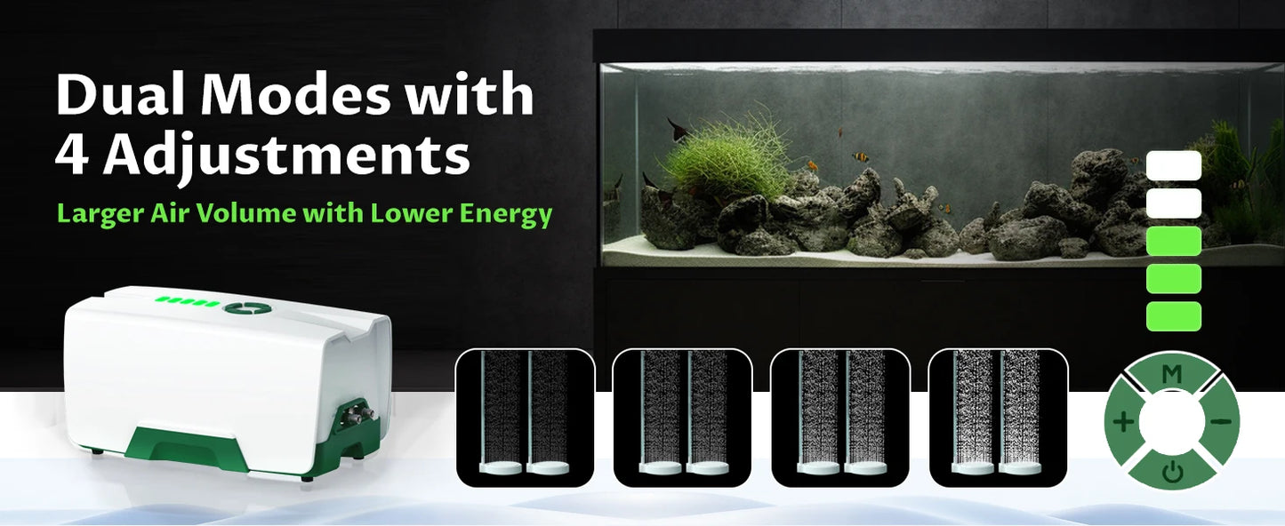 Rechargeable Low Noise  Aquarium Air Pump | Fault Induction Aerator, Fish Tank Bait, 2 Outlet Bubblers for Outdoor Fish Tank
