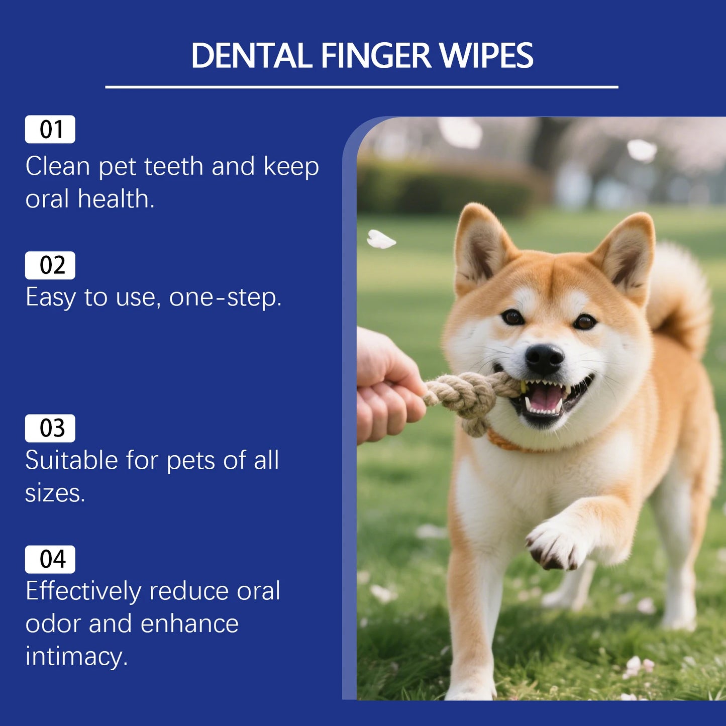 50PCS Pet Teeth Cleaning | Finger Wipes Gentle Remove Tartar and Plaque Eliminating Bad Breath | No-rinse Pet Tooth Cleaner Wipes For Dog And Cat
