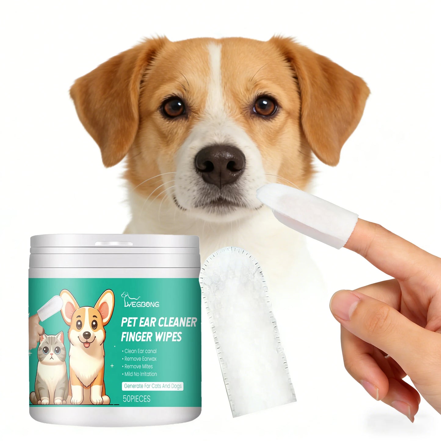 50PCS Pet Multipurpose Cleaner | Finger Wipes Gentle Remove Ear Mite, Cleaning Paw Stains | Remove Eyes Dirt Deodorizing Pet Cleaner For Cat And Dogs
