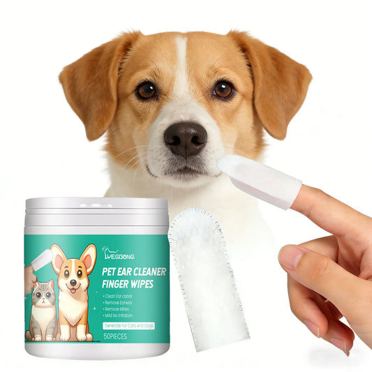 50PCS Pet Multipurpose Cleaner | Finger Wipes Gentle Remove Ear Mite, Cleaning Paw Stains | Remove Eyes Dirt Deodorizing Pet Cleaner For Cat And Dogs