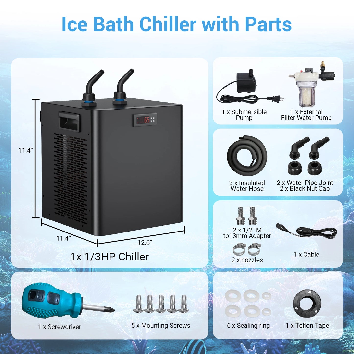Water Chiller for Aquarium | Energy Efficient for Axolotl, Coral, Jellyfish, Freshwater
