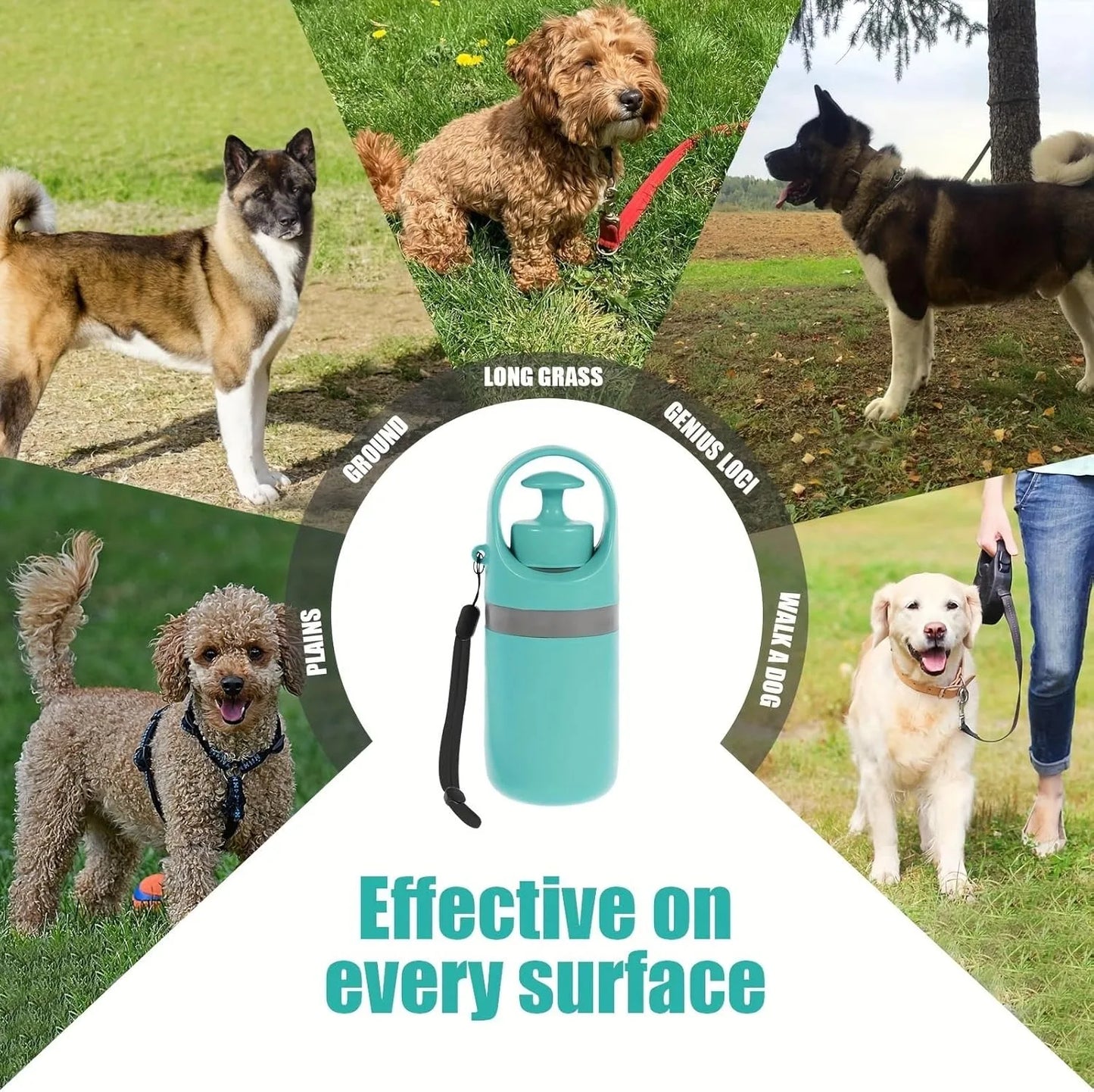 Portable Dog Poop Scooper No Touch Claw Pickup Tool with Waste Bag Holder Easy One Hand Outdoor Pet Cleanup