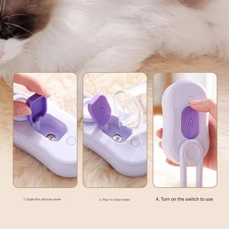 2025 Steam brush for cats and dogs grooming brush, gentle  grooming tool reduces flyaway hair