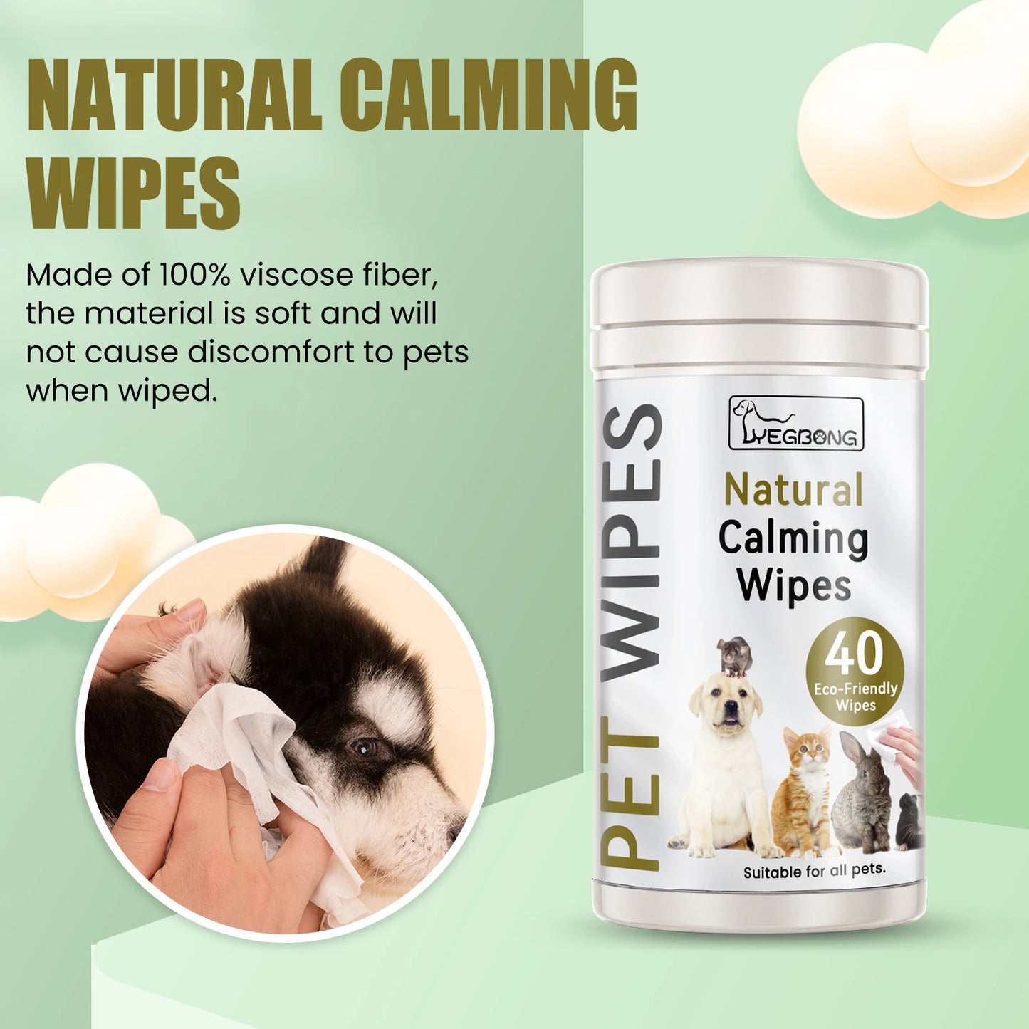 40 Pieces Pet Cleaning Wet Wipes | Gentle Remove Earwax and Ear Mite | Clean Dirt | Grooming Non-irritating Pet Cleaning Wet Wipes