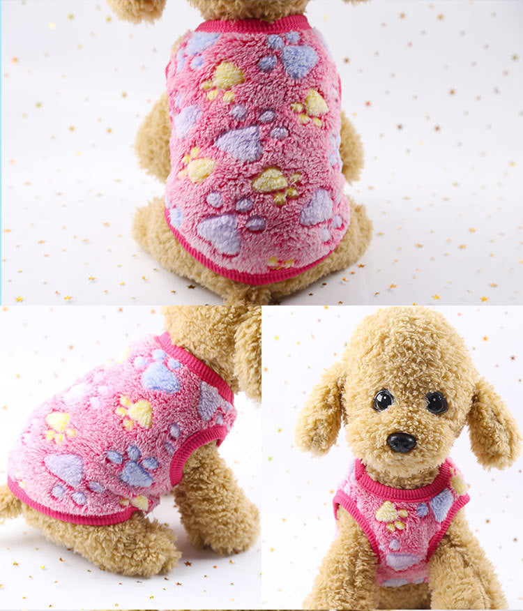 Flannel Warm Teacup, Small Dog, Cat, Teddy Clothes, Vest, Pet Supplies
