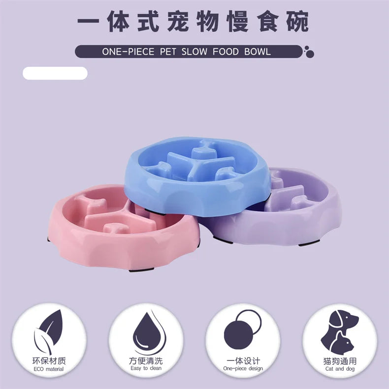 Slow Feeder  Bowl Anti-choking Plastic Dog and Cat Puzzle Food Bowl, For Anxiety Relief