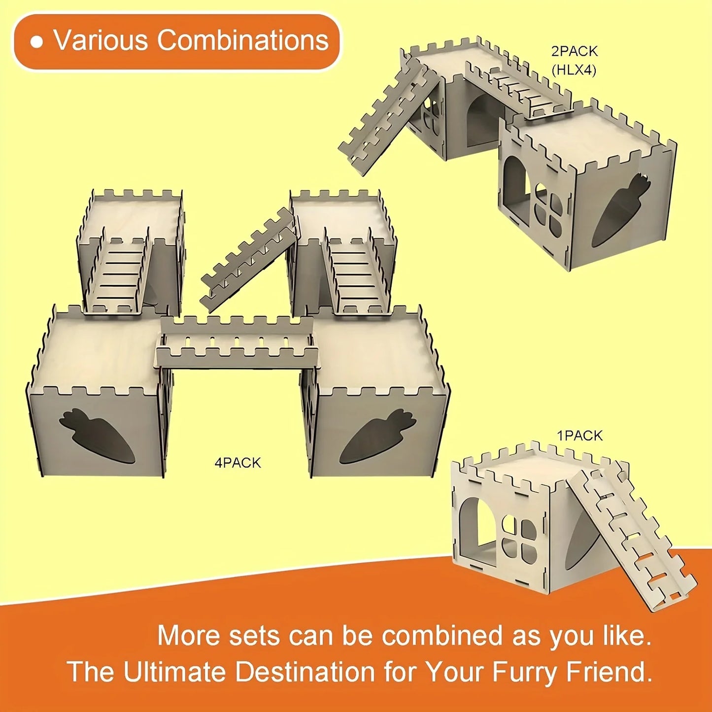 Rabbit Castle Hiding Place, Guinea Pig, Totoro, Hedgehog, Detachable Habitat, Toy Decoration, Evading House, Wood
