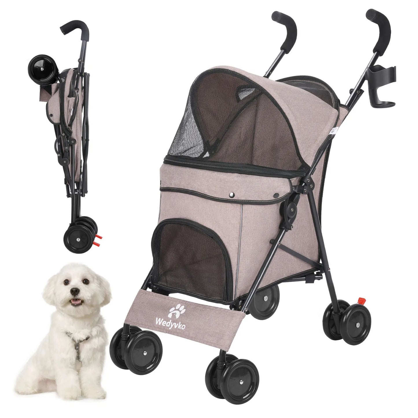 4 Wheels Stroller Rotate with Brakes for Dogs/Cats Travel
