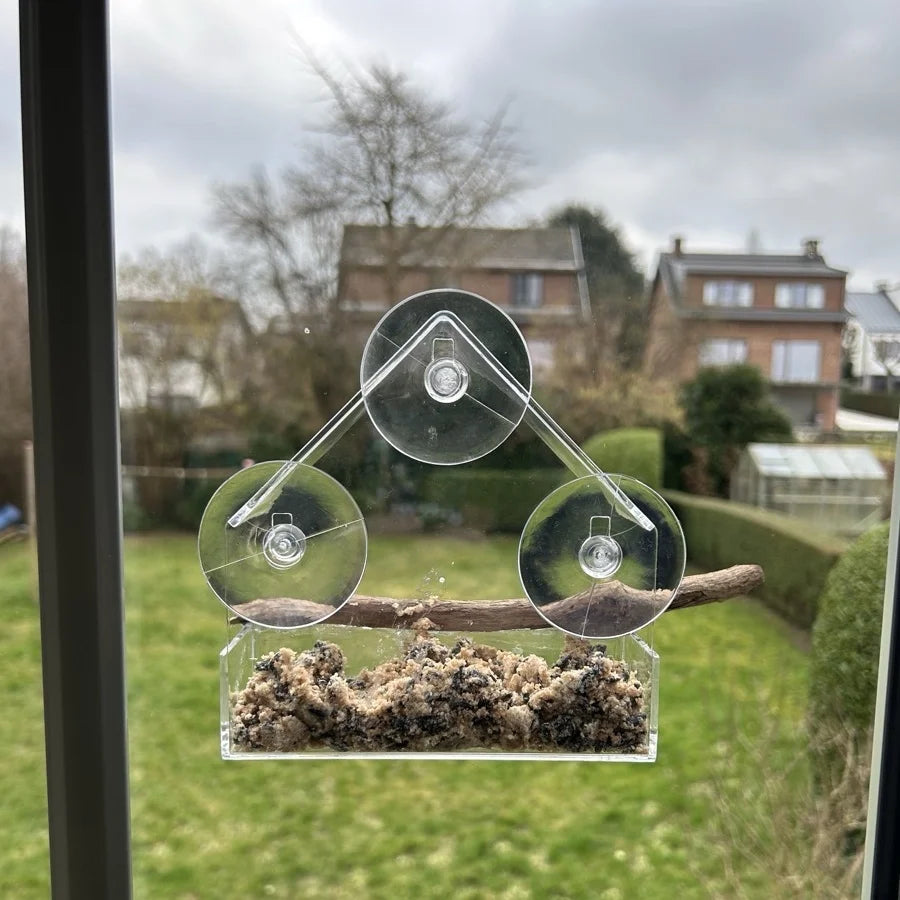 Transparent Bird Feeder Birds House for Outdoor Windo with Strong Suction Cups for Wild Birds