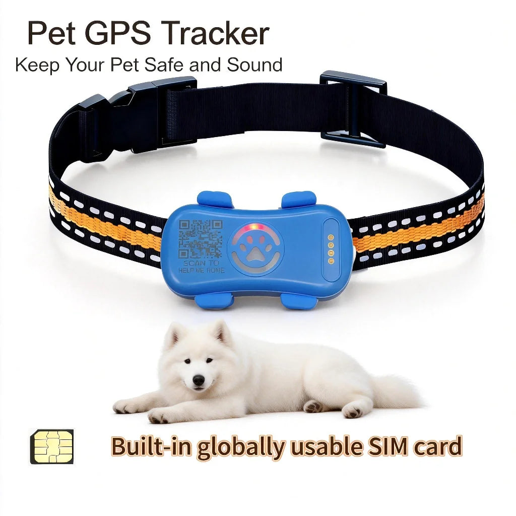 GPS Pet Tracker for Dogs and Cats | Real Time Tracking Unlimited Distance QR Code | Anti-Lost Locator with 1-year Service