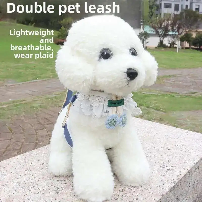 Dog Leash Cherry  Double Chest Back Harness for Small  Dog,  Leash Collar