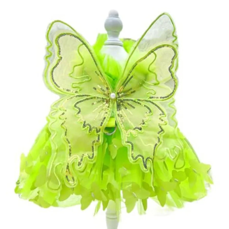 【Spot goods】Rainbow Butterfly Dog Dresses for Small Dog |  Lace Tutu Princess Dress Cat Outfit Butterfly Costume